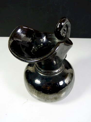 Pichet céramique noire métallique signé Antoine Fazio VALLAURIS DLG Jouve MARAIS
