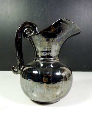 Pichet céramique noire métallique signé Antoine Fazio VALLAURIS DLG Jouve MARAIS