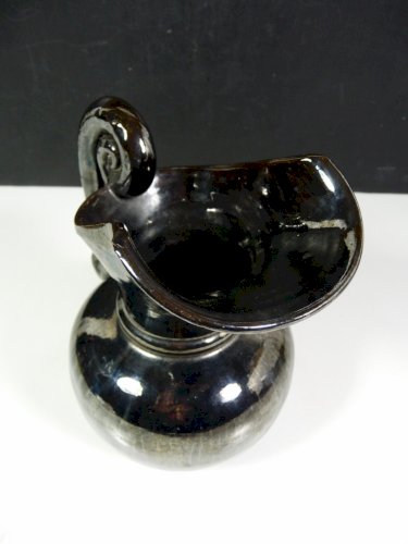 Pichet céramique noire métallique signé Antoine Fazio VALLAURIS DLG Jouve MARAIS