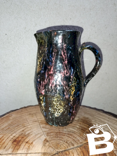 pichet coulure multicouleur en gres la borne? signé Baudat en bon etat