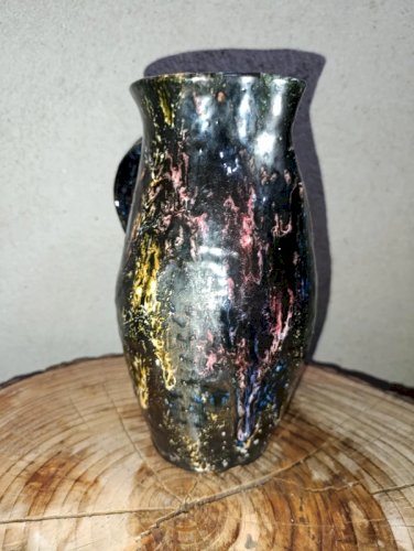 pichet coulure multicouleur en gres la borne? signé Baudat en bon etat