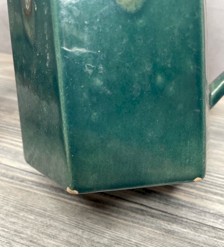 Pichet / cruche / carafe céramique vert à coulures DLG Lacheny non signé