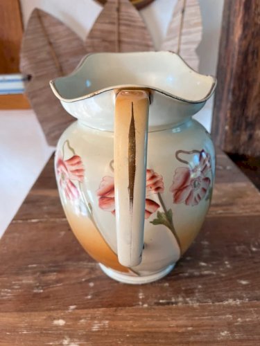 Pichet et cuvette en tôle émaillée Art Nouveau