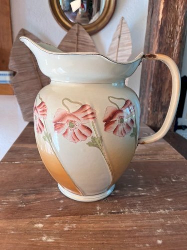 Pichet et cuvette en tôle émaillée Art Nouveau