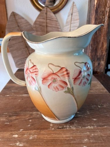 Pichet et cuvette en tôle émaillée Art Nouveau