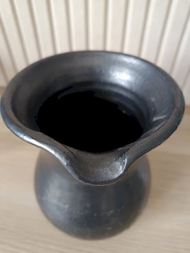 ? Pichet grès noir signé Jean Marais • céramique art • 18cm vintage collector