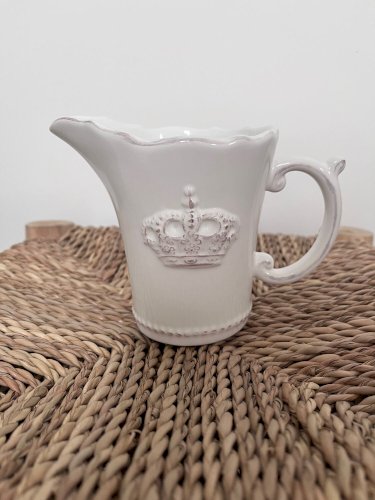 Pichet, pot à lait en céramique blanche à motif de couronne