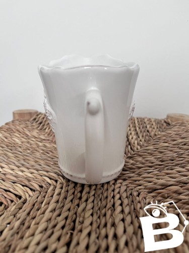 Pichet, pot à lait en céramique blanche à motif de couronne