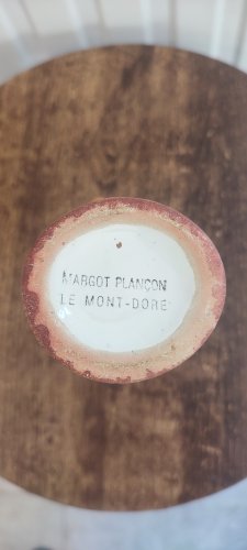 Pichet signé Margot Plançon Le Mont-Dore Décor double face années 50