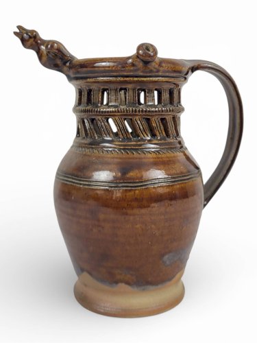 Pichet Trompeur en grès signé Jean-Claude Seguin (1954-)