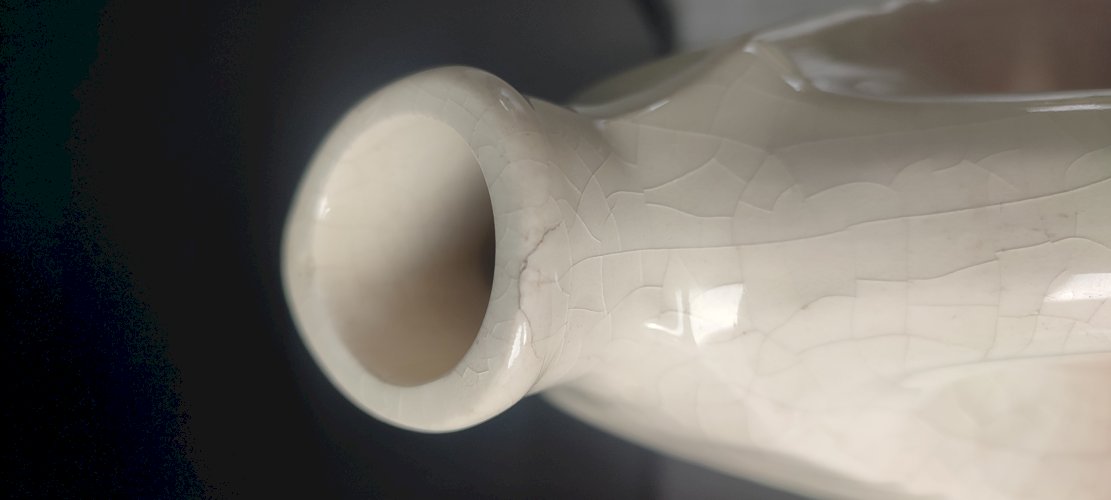 Pichet , vase vintage céramique craquelée 