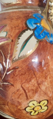 Pichet vintage en céramique décor main