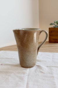 Vintage brown taupe glazed ceramic pitcher
