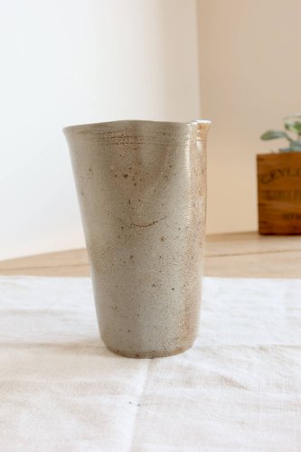Pichet vintage en céramique émaillée marron taupe