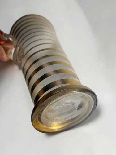 Pichet vintage en verre givré et doré – Années 1950/60 – Mid-Century Modern – Carafe 1,4 L – Verre rétro