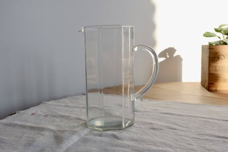 Pichet vintage verre transparent forme octogonale