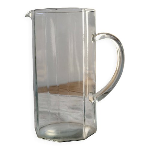 Pichet vintage verre transparent forme octogonale