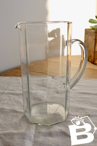Pichet vintage verre transparent forme octogonale