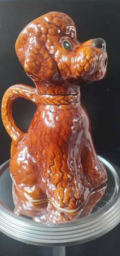 Pichet zoomorphe en céramique chien caniche années 50–60 