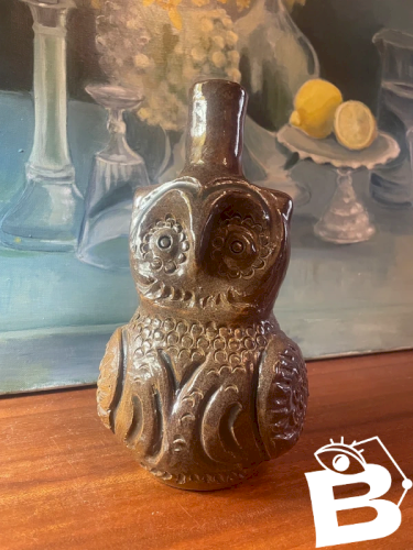 Pichet Zoomorphe hibou en terre cuite vintage