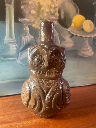 Pichet Zoomorphe hibou en terre cuite vintage