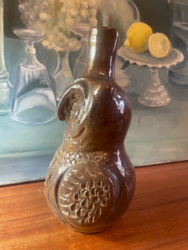 Pichet Zoomorphe hibou en terre cuite vintage