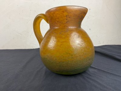PITCHER, GLASS PASTED WATER POT marbled GEORGE DE FEURE