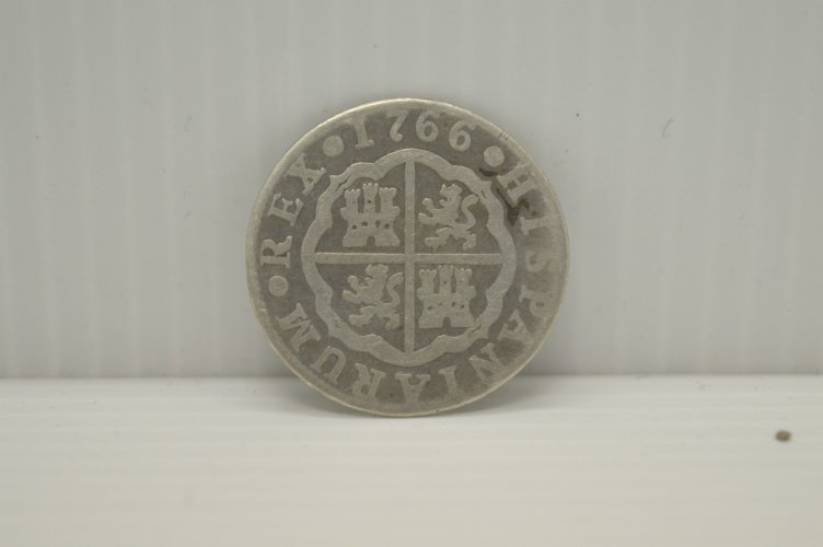 -PIECE 1 Réelle HISPANIARUM Rex CAROLUS 1766 MONNAIE ANCIENNE EN ARGENT N°5