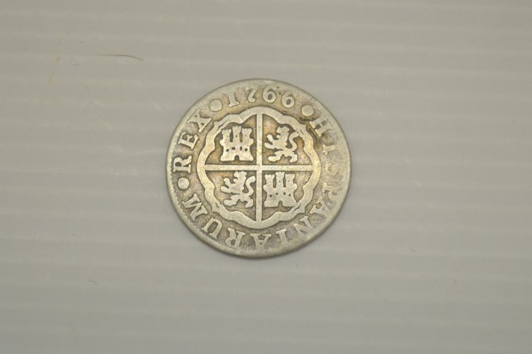 -PIECE 1 Réelle HISPANIARUM Rex CAROLUS 1766 MONNAIE ANCIENNE EN ARGENT N°5