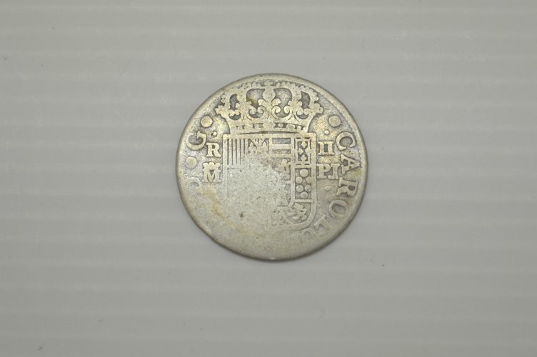 -PIECE 1 Réelle HISPANIARUM Rex CAROLUS 1766 MONNAIE ANCIENNE EN ARGENT N°5