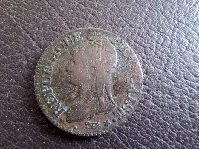 Pièce de 5 centimes l'an 7 atelier BB Strasbourg 1799