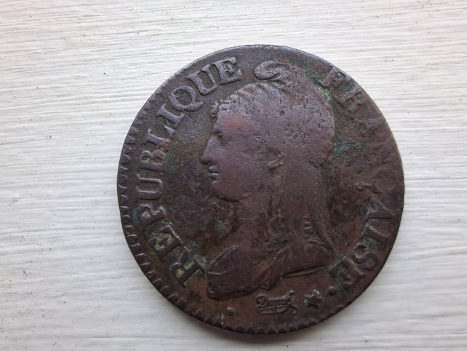 Pièce de 5 centimes l'an 7 atelier BB Strasbourg 1799