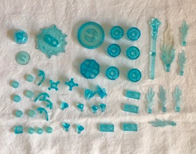 Translucent blue Lego pieces