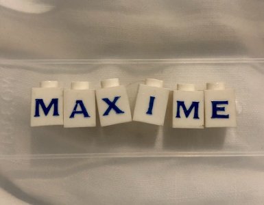 Pièces de Lego lettres Maxime