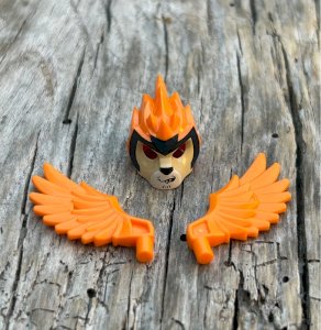 Lego pieces/accessories orange wings and mask