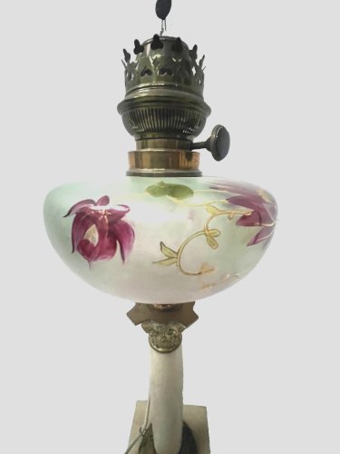 Pied de lampe a huile en marbre et bronze XIX siècle