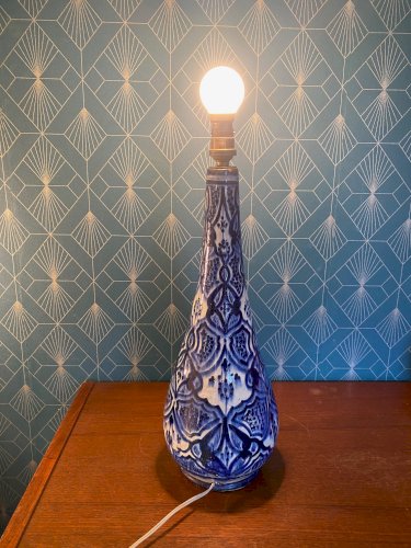 Pied de lampe ancienne, signée au revers, Syrie. Début XXème.