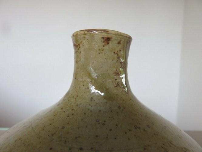 PIED DE LAMPE BOULE EN CERAMIQUE SIGNE ANNEES 60