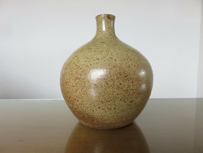 PIED DE LAMPE BOULE EN CERAMIQUE SIGNE ANNEES 60