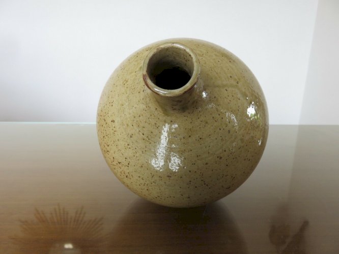 PIED DE LAMPE BOULE EN CERAMIQUE SIGNE ANNEES 60