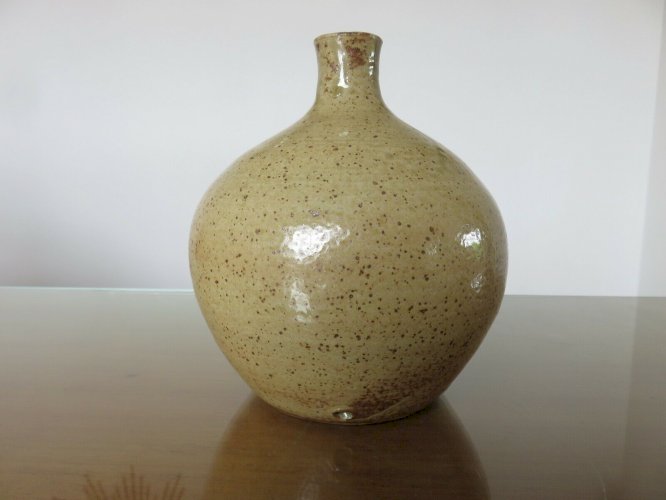 PIED DE LAMPE BOULE EN CERAMIQUE SIGNE ANNEES 60