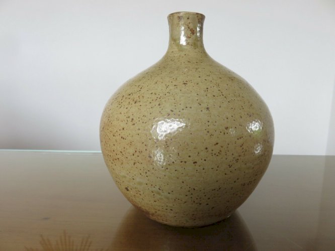 PIED DE LAMPE BOULE EN CERAMIQUE SIGNE ANNEES 60