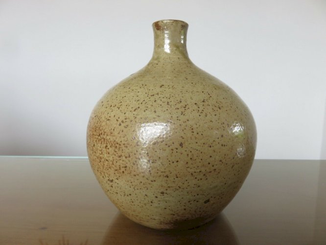 PIED DE LAMPE BOULE EN CERAMIQUE SIGNE ANNEES 60