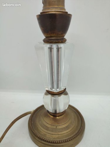 Pied de lampe de chevet cristal et bronze travail dans lesprit dAdnet 1940 en bon etat