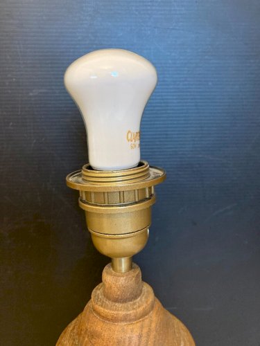 Pied de lampe en bois tourné vintage brutaliste décoration brut artisanat