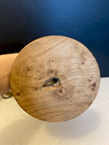 Pied de lampe en bois tourné vintage brutaliste décoration brut artisanat