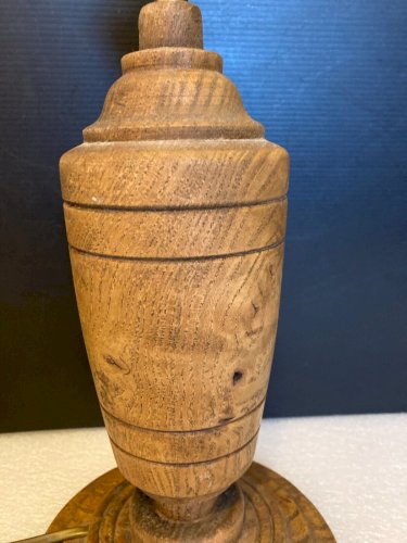 Pied de lampe en bois tourné vintage brutaliste décoration brut artisanat