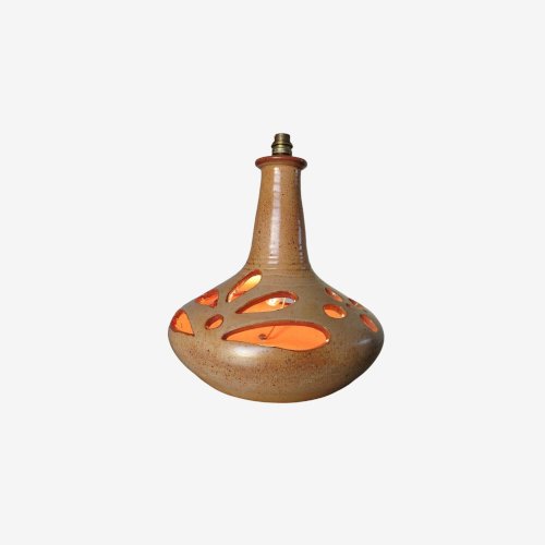 PIED DE LAMPE EN CERAMIQUE SIGNE DOUBLE ECLAIRAGE ANNEES 50 60 
