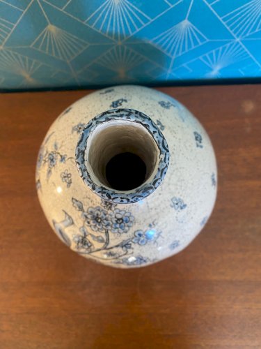 Pied de lampe, forme boule, terre cuite émaillée, école Italienne Romacréa, 1950