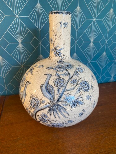 Pied de lampe, forme boule, terre cuite émaillée, école Italienne Romacréa, 1950